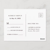 Herbstgarten Marsala Hochzeit Wasserfarbe RSVP Postkarte (Rückseite)