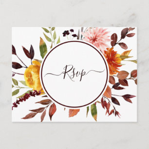 Herbstgarten Marsala Hochzeit Wasserfarbe RSVP Postkarte