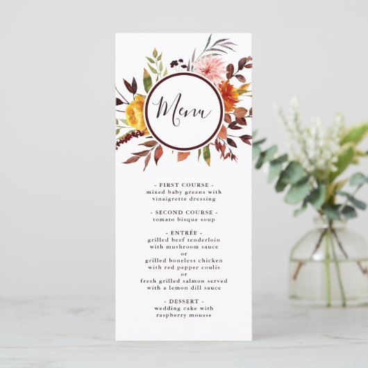 Herbstgarten Marsala Menükarte (Stehend Vorderseite)