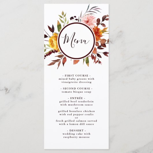 Herbstgarten Marsala Menükarte (Vorderseite)