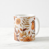 Herbstgarten mit Robins und floraler Eleganz Kaffeetasse (VorderseiteRechts)