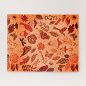 Herbstgarten-Patchwork-Vogel und Blatt herbstliche Puzzle (Horizontal)