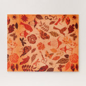 Herbstgarten Patchwork Vogel und Blätterherbst Vin Puzzle (Horizontal)