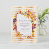 Herbstgarten Rahmen Gold Stripe Hochzeit Einladung (Stehend Vorderseite)