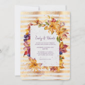 Herbstgarten Rahmen Gold Stripe Hochzeit Einladung (Vorderseite)