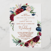 Herbstgarten | Rose Gold Foil bei einer Hochzeit Folieneinladung (Vorderseite)
