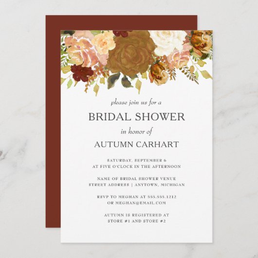 Herbstgarten Rustikales Brautparty Einladung (Vorne/Hinten)