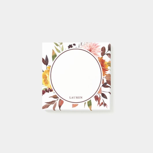 Herbstgarten Wasserfarbe Personalisiert Post-it Klebezettel (Vorderseite)