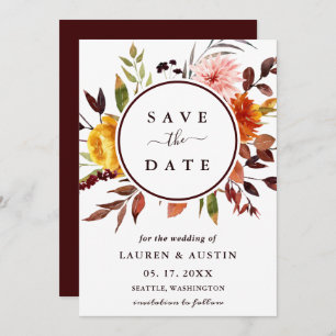 Herbstgarten Wasserfarben Hochzeit der Blumen Save The Date