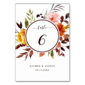 Herbstgarten Wasserfarbenhochzeit Tischnummer (Vorderseite)