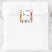 Herbstgarten Wasserfarbenprägung Hochzeitsplatz Quadratischer Aufkleber (Tasche)