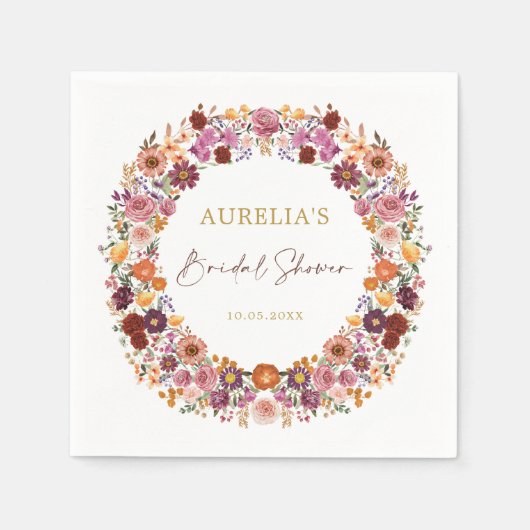 Herbstgarten Wildblume Brautparty Serviette (Vorderseite)