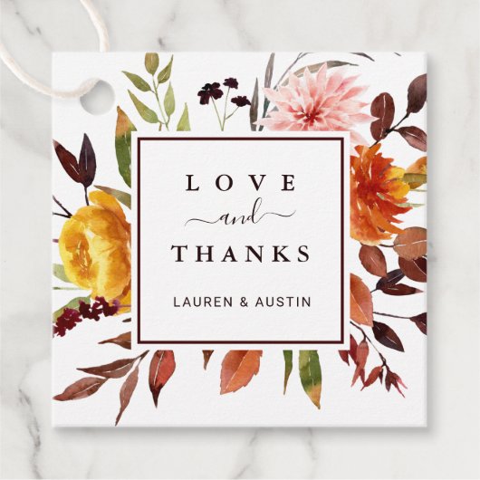 Herbstgartenhochzeit Danke Ihnen für Tags Geschenkanhänger (Vorderseite)