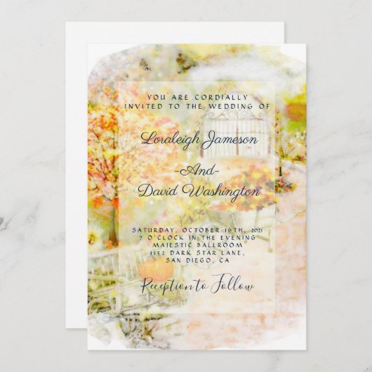 Herbstgartenhochzeit Einladung (Vorne/Hinten)