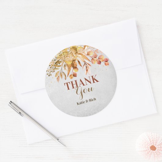 Herbstgartenhochzeit Vielen Dank Runder Aufkleber (Umschlag)
