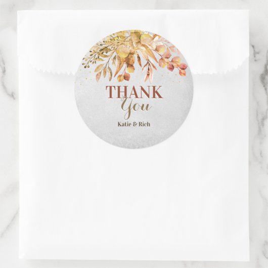 Herbstgartenhochzeit Vielen Dank Runder Aufkleber (Tasche)
