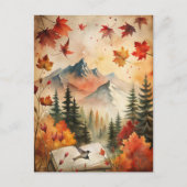 Herbstgebirge Herbstlaube Vintage Natur Postkarte (Vorderseite)