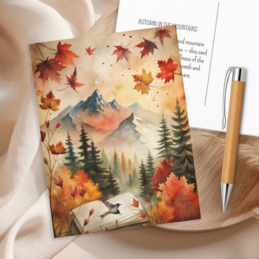 Herbstgebirge Herbstlaube Vintage Natur Postkarte