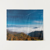 Herbstgebirge und Nebel im Tal Wandteppich (Vorderseite (Horizontal))