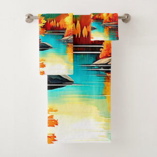 Herbstgebirgslandschaft Badhandtuch Set