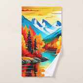 Herbstgebirgslandschaft Badhandtuch Set (Handtuch)