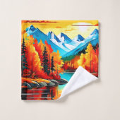 Herbstgebirgslandschaft Badhandtuch Set (Waschlappen)