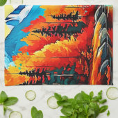 Herbstgebirgslandschaft Geschirrtuch (Gefaltet)