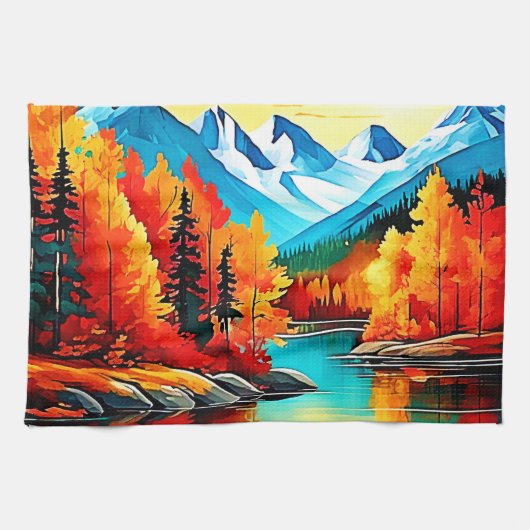 Herbstgebirgslandschaft Geschirrtuch (Horizontal)