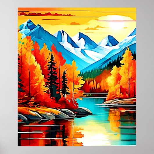 Herbstgebirgslandschaft Poster (Vorne)