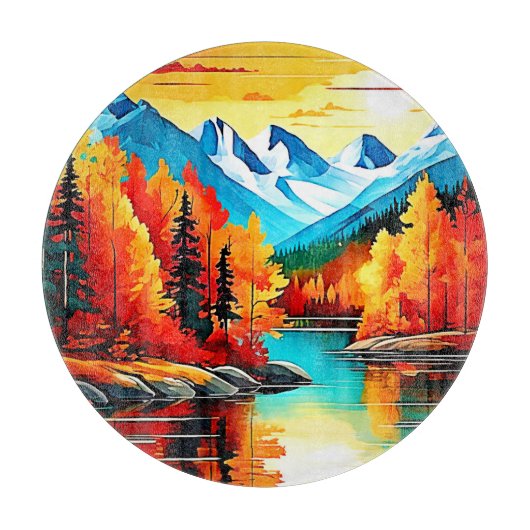 Herbstgebirgslandschaft Schneidebrett (Vorderseite)