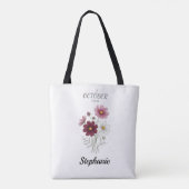 Herbstgeburtsblume Cosmos Geburtstag Tasche (Rückseite)