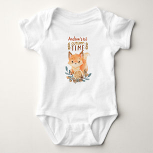 Herbstgeburtshymne personalisierter Name 1. Herbst Baby Strampler