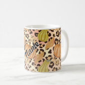 Herbstgedankendesign und Leopard-Druckmuster Kaffeetasse (VorderseiteRechts)
