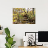 Herbstgelbe Bäume am Fluss Poster (Heimbüro)