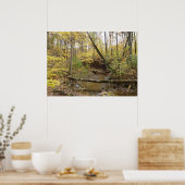 Herbstgelbe Bäume am Fluss Poster (Küche)