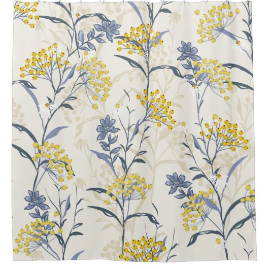 Herbstgelbe Beeren Blätter, farblos nahtlos. Duschvorhang (Vorderseite)