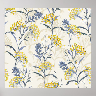 Herbstgelbe Beeren Blätter, farblos nahtlos. Poster