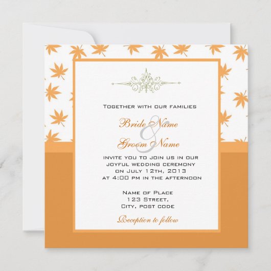 Herbstgelbe Blätter Hochzeit lädt ein Einladung (Vorderseite)