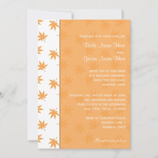 Herbstgelbe Blätter Hochzeit lädt ein Einladung (Vorderseite)