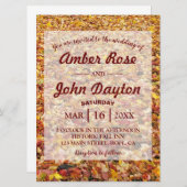 Herbstgelbe Blätter Rustikale Einladungen für Hoch (Vorne/Hinten)