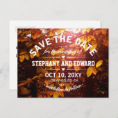 Herbstgelbe Blätter Save the Date Postkarte (Vorne/Hinten)