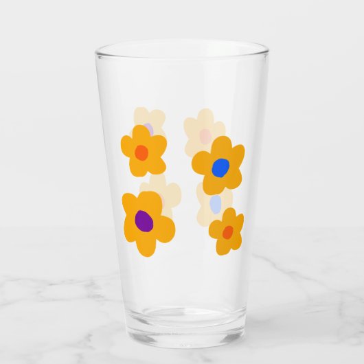Herbstgelbe Blumen Glas (Rückseite)