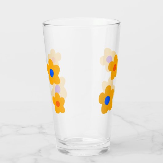 Herbstgelbe Blumen Glas (Rechts)