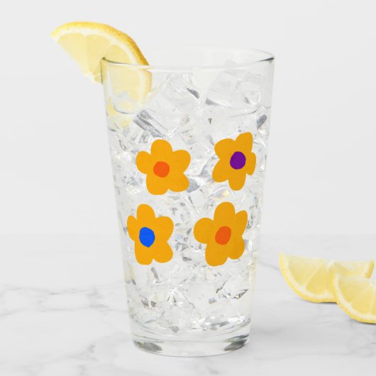 Herbstgelbe Blumen Glas (Vorderseite Ice)