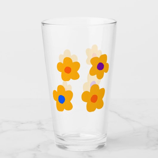 Herbstgelbe Blumen Glas (Vorderseite)