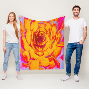 Herbstgelbe, orange und rote Sedumrosette Fleecedecke