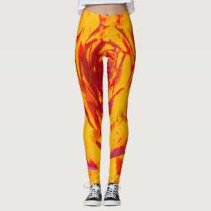 Herbstgelbe, orange und rote Sedumrosette Leggings