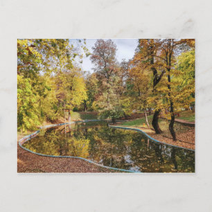 Herbstgelbe Park Bäume Reflektion Postkarte