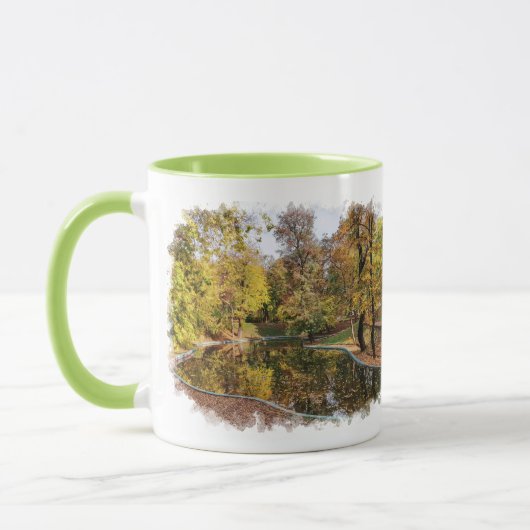 Herbstgelbe Park Bäume Reflektion Tasse (Links)