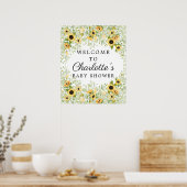 Herbstgelbe Sonnenblume Babydusche Begrüßungszeich Poster (Küche)